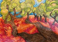 Van gogh landscapes coloring pages