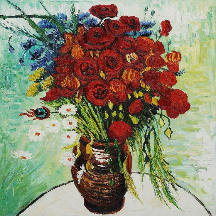 Van gogh romantic florals coloring pages