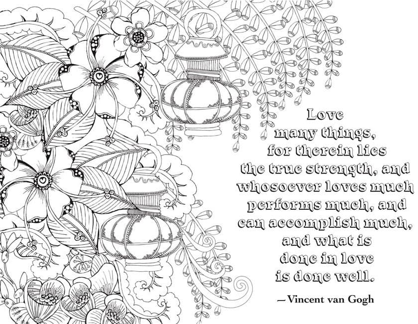 Vincent van gogh quote coloring page