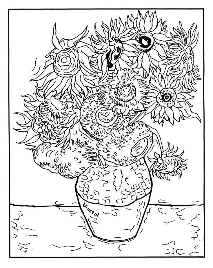 Van gogh coloring page to print