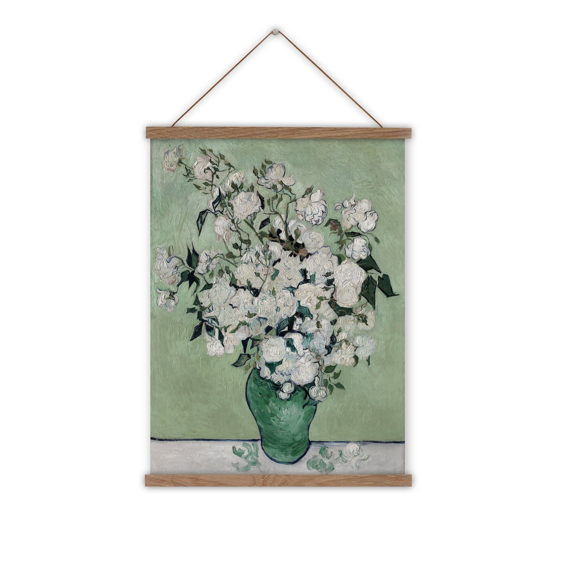 White roses van gogh floral wall art