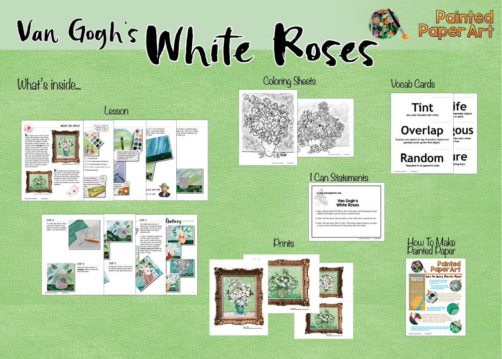 Van goghs white roses â painted paper art