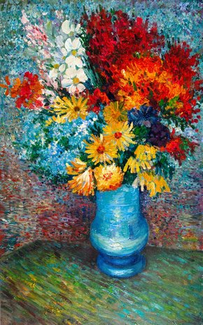 Flowers in a blue vase van gogh reproduction van gogh studio