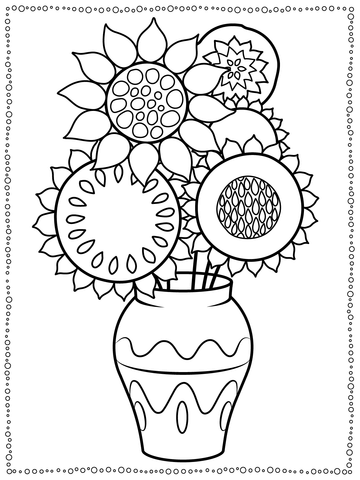 Van goghs sunflowers coloring page free printable coloring pages