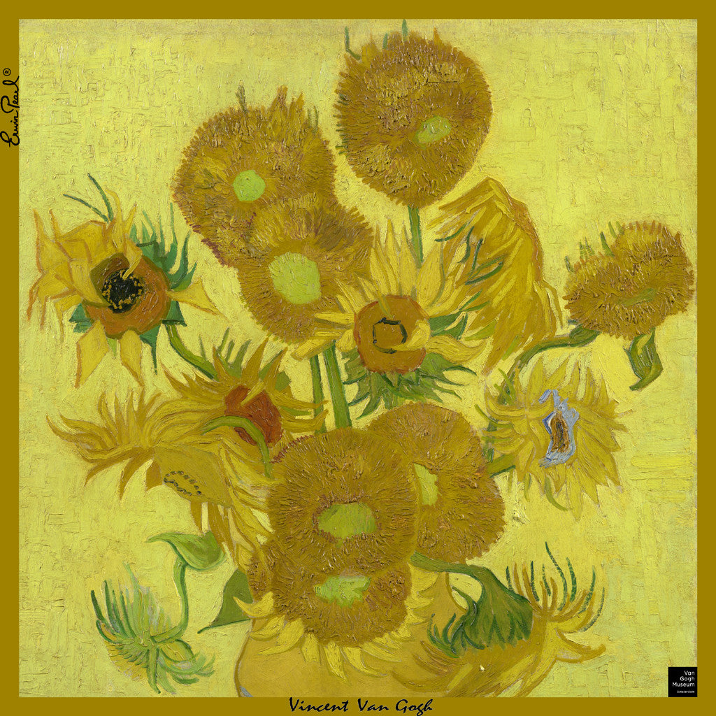Van gogh sunflowers silk pocket square x erwin pearl