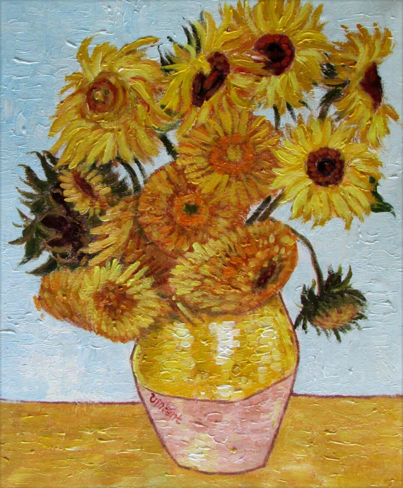 Framed van gogh sunflowers repro quality hand painted oil painting xin