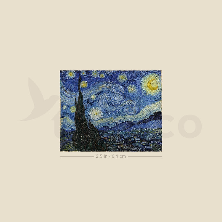 Van goghs starry night temporary tattoo