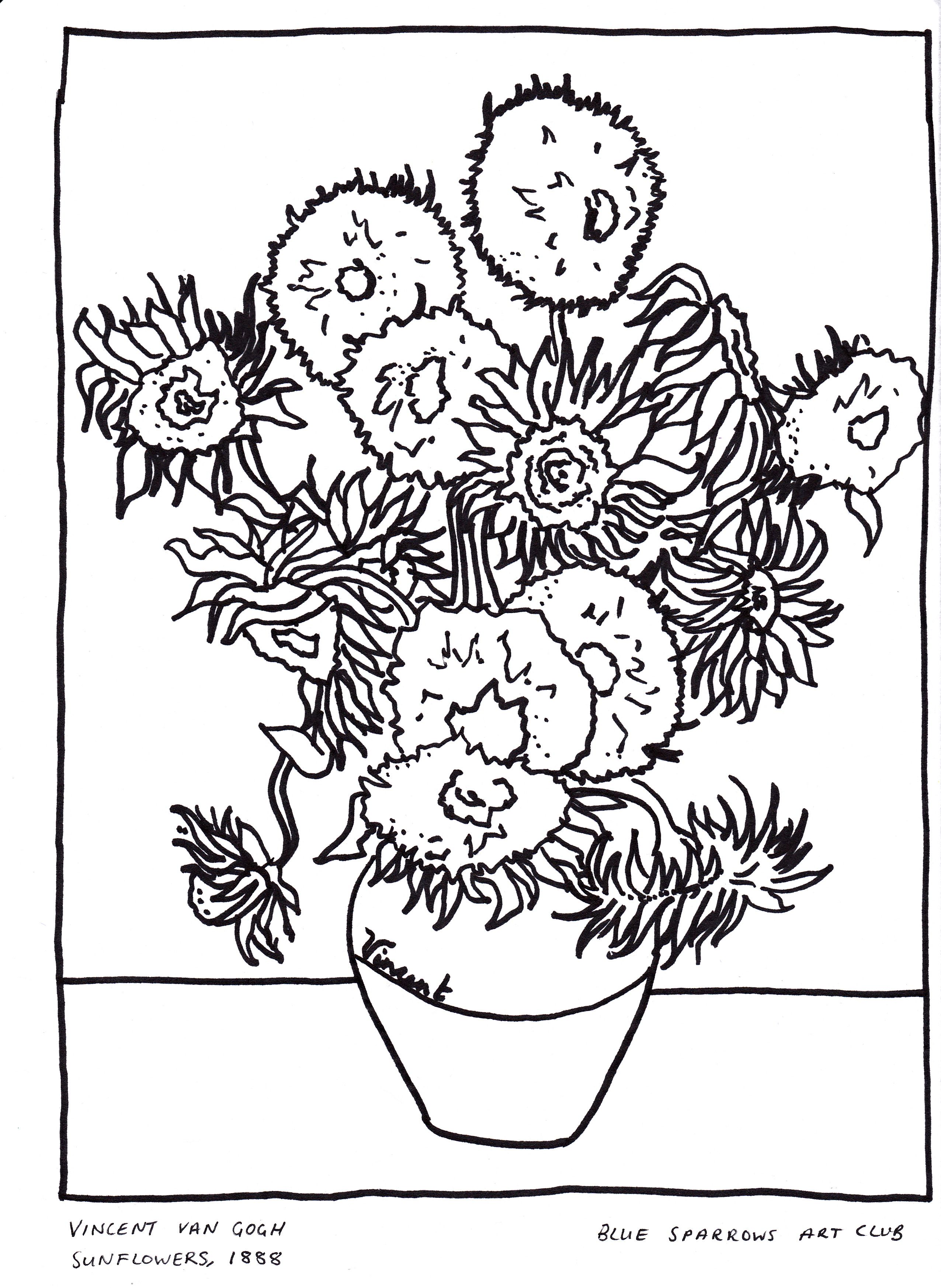 Vincent van gogh sunflowers free artist louring page