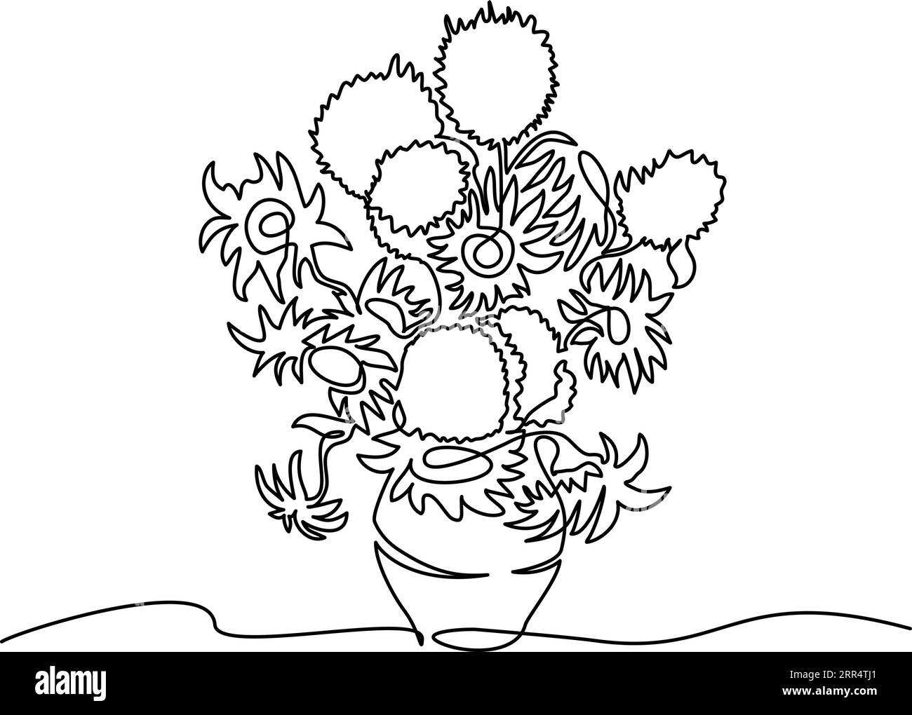 Van gogh sunflowers black and white stock photos images