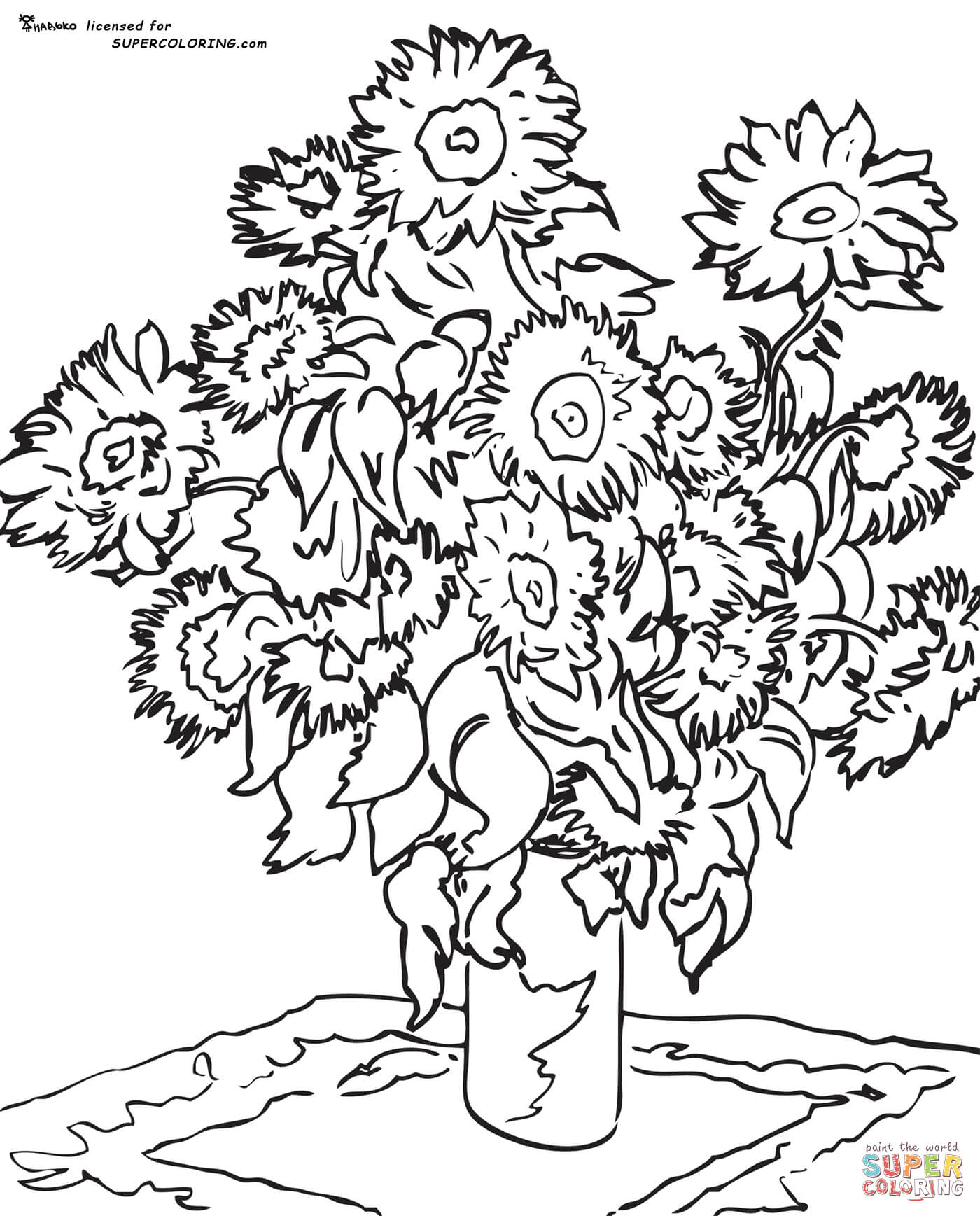 Sunflower by claude monet coloring page free printable coloring pages