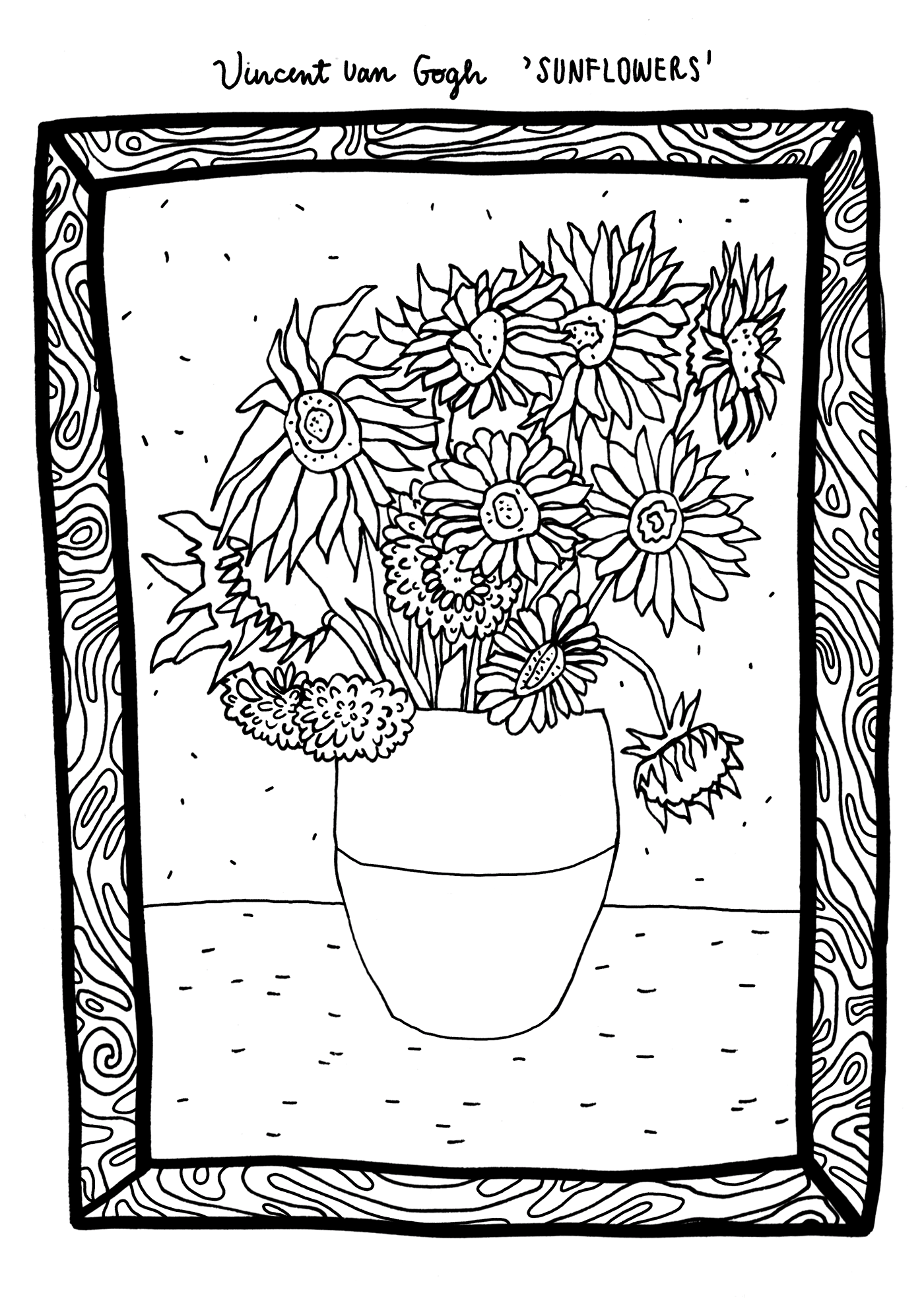 Coloring book collection of famous paintings