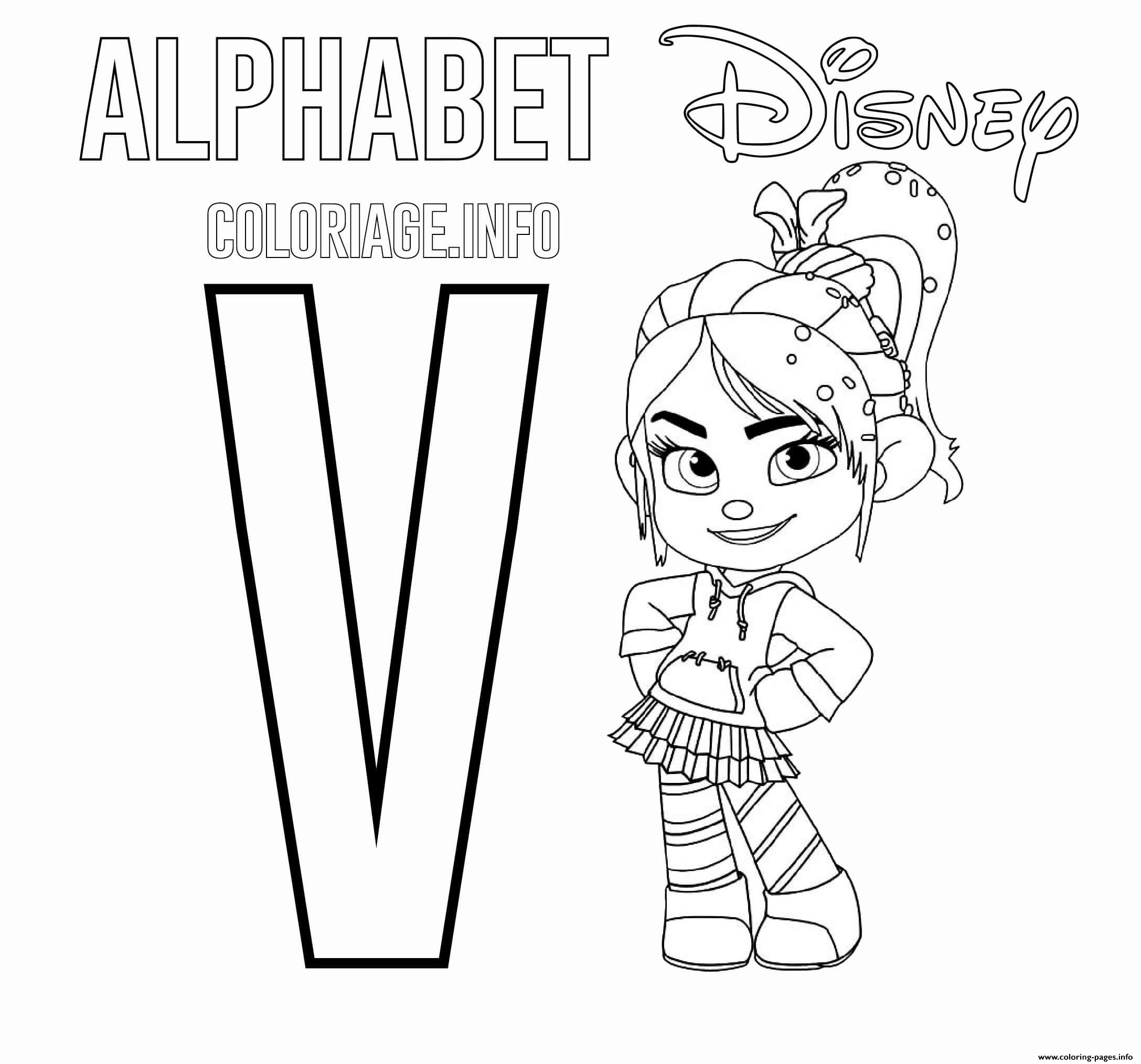 V for vanellope coloring page printable