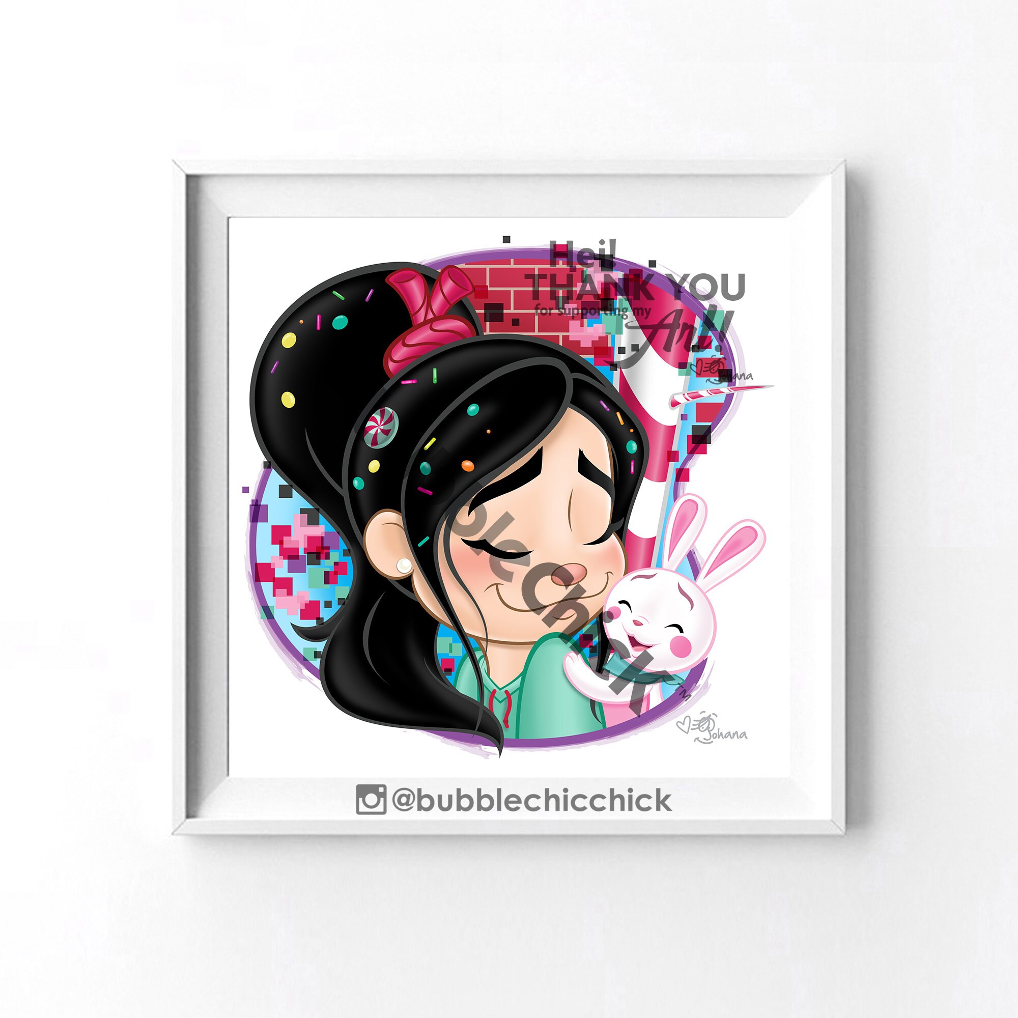 Vanellope von schweetz print vanellope art print sugar rush print wreck it ralph print pancake bunny