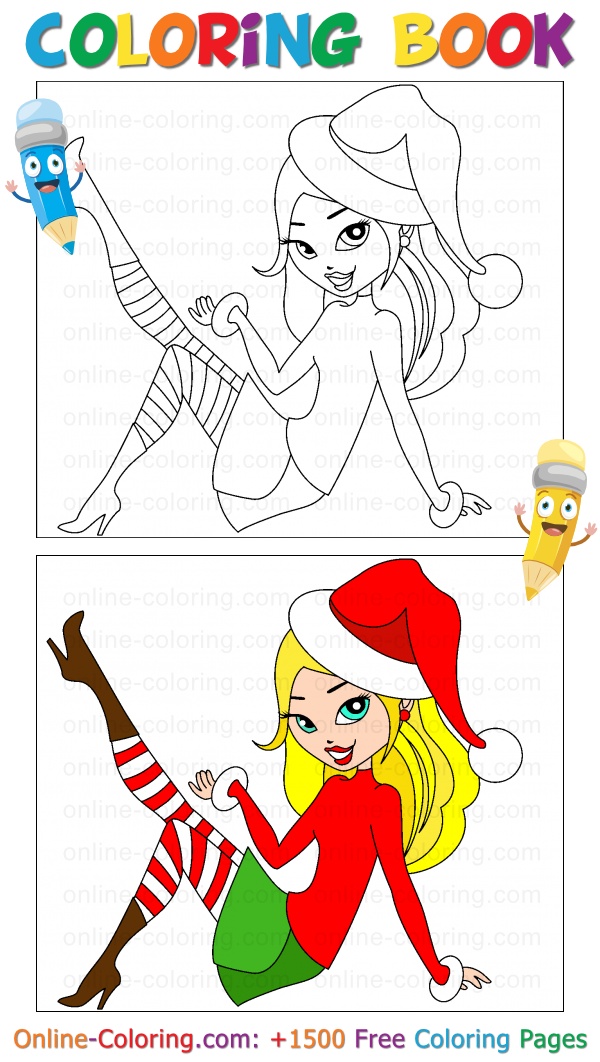 Santas daughter free online coloring page