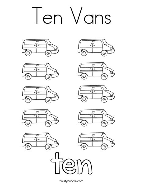 Ten vans coloring page