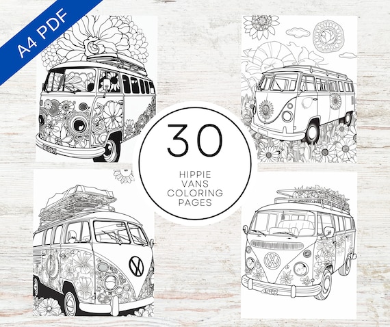 Hippie vans coloring pages printable pdf a adult and