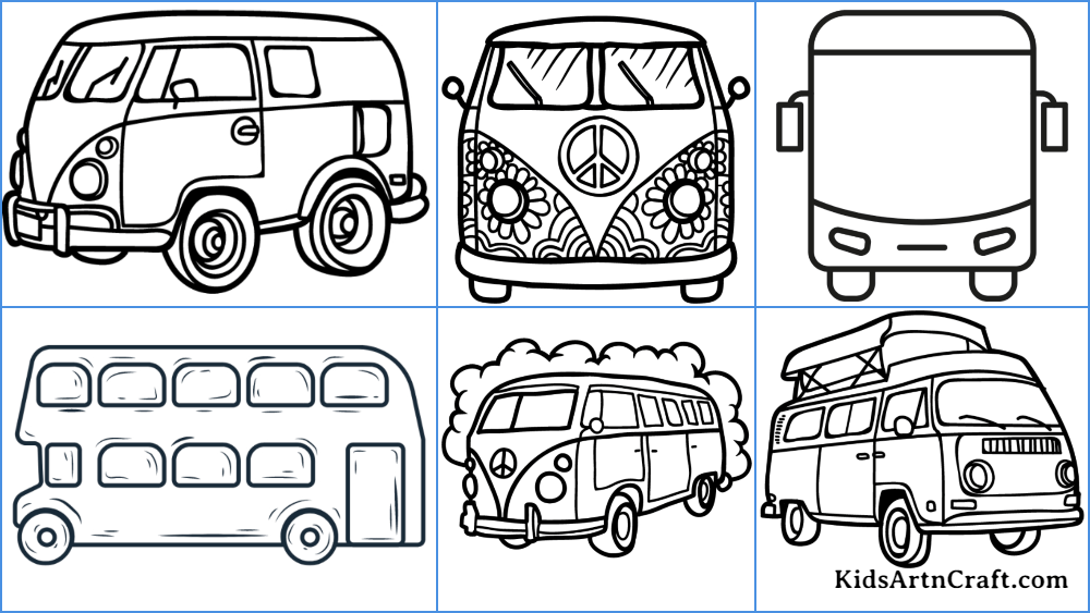 Buses vans coloring pages for kids â free printables