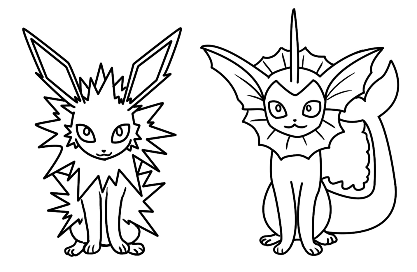 Jolteon and vaporeon coloring page by bellatrixie