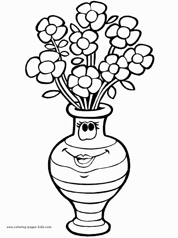 Flowers in a vase color page