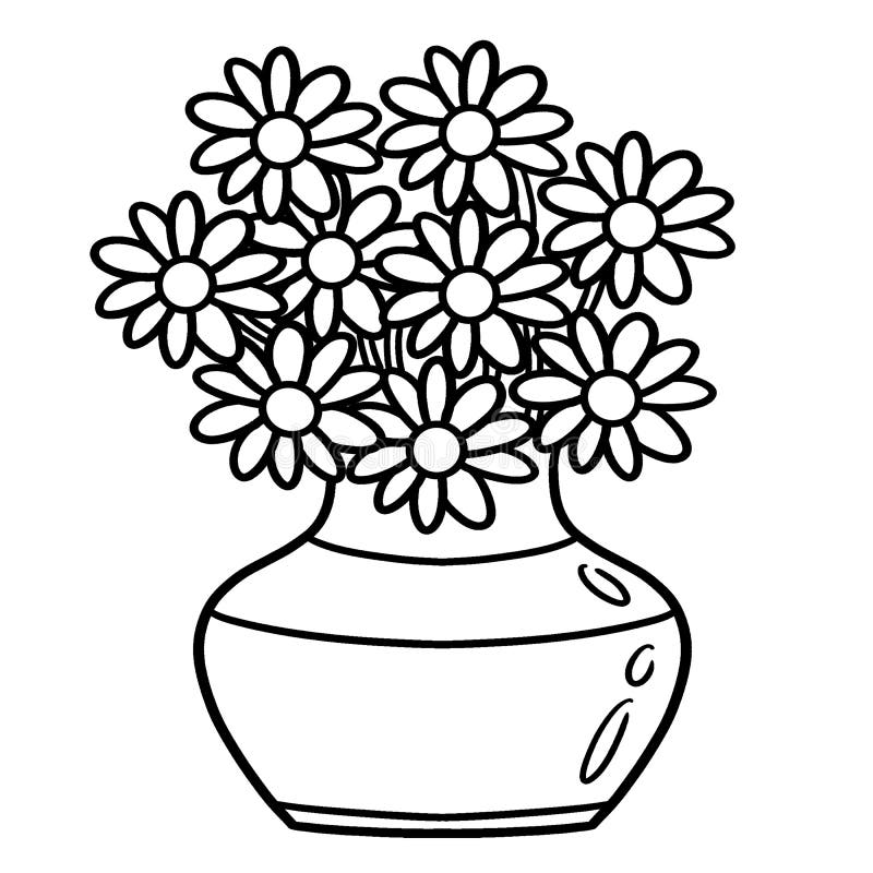 Flower vase isolated coloring page for kids stock vector
