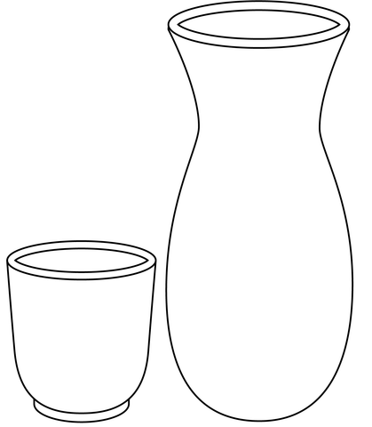 Sake bottle and cup emoji coloring page free printable coloring pages