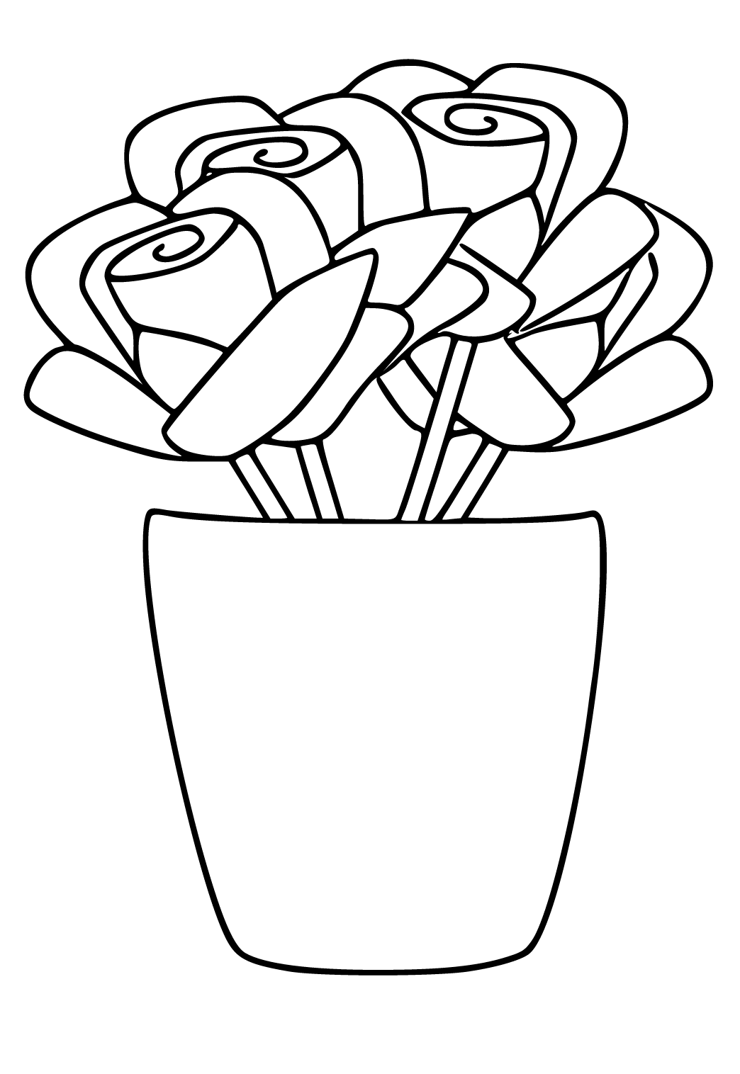 Free printable rose vase coloring page for adults and kids
