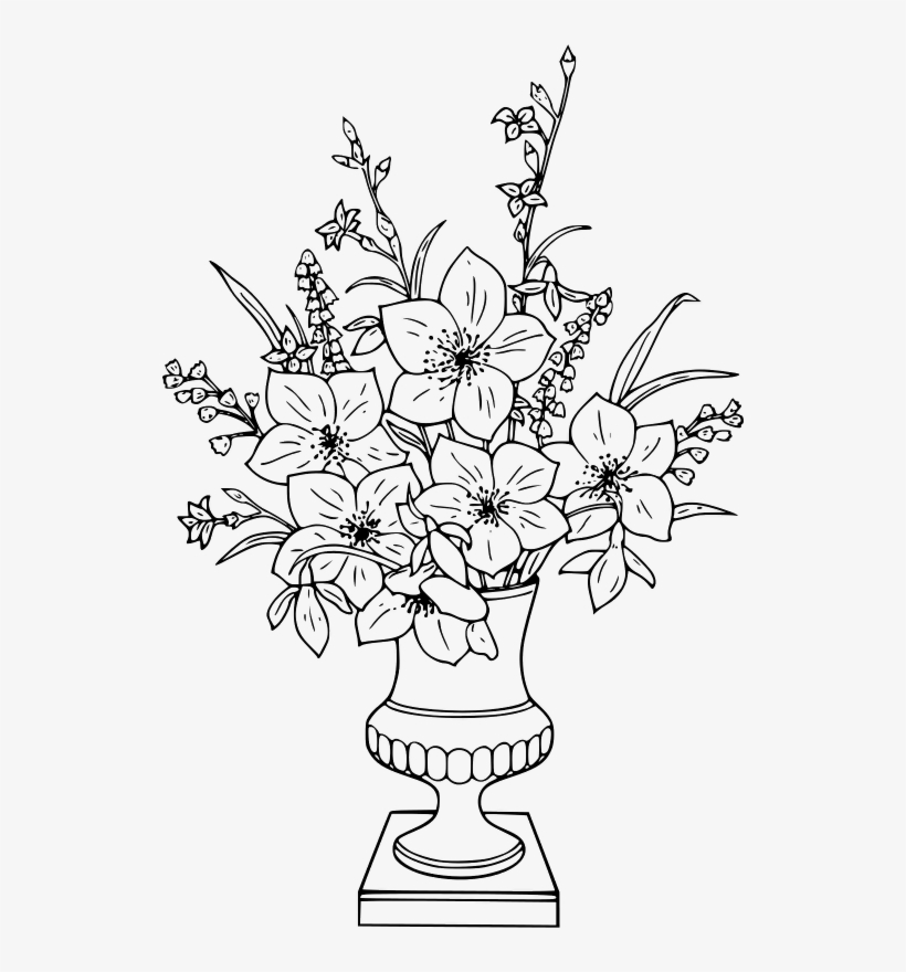 Drawing vase with flowers coloring book