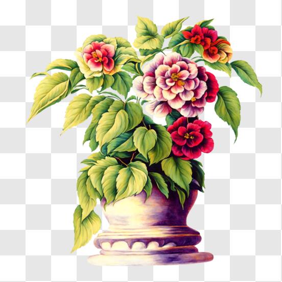 Download beautiful flower vase with vibrant colors png online