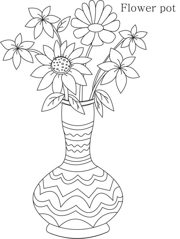 Tribal flower vase coloring page â