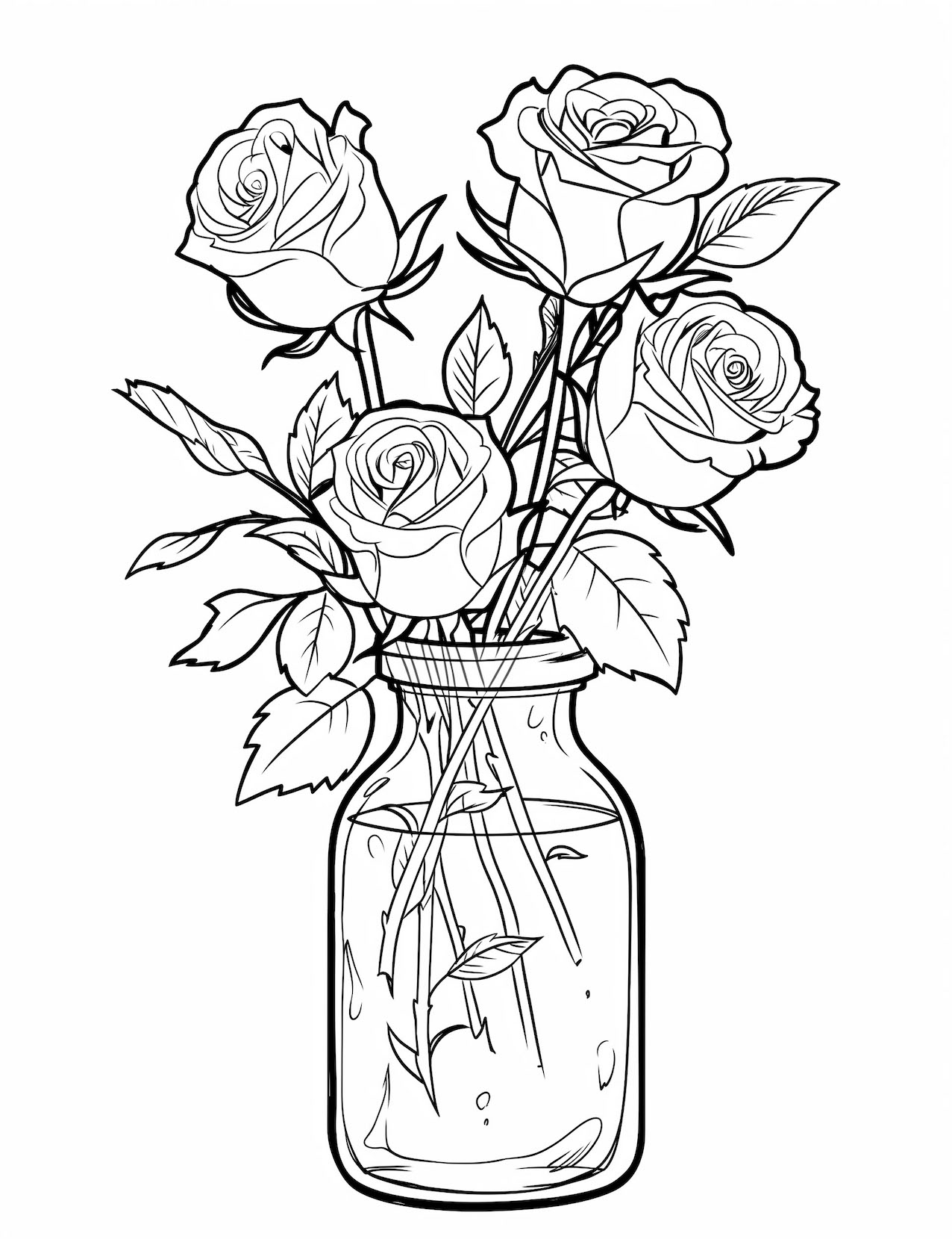 Beautiful rose coloring pages for kids and adults