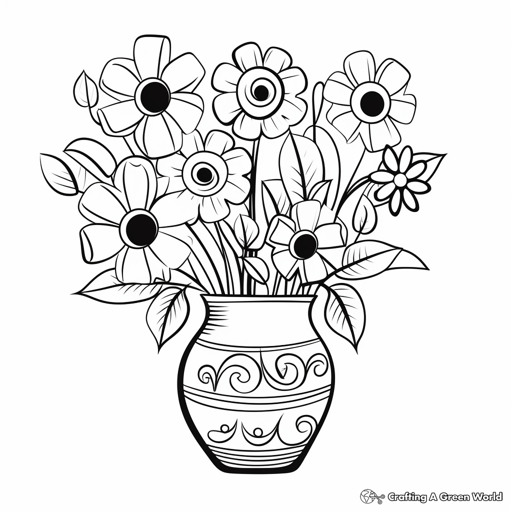 Vase of flowers coloring pages