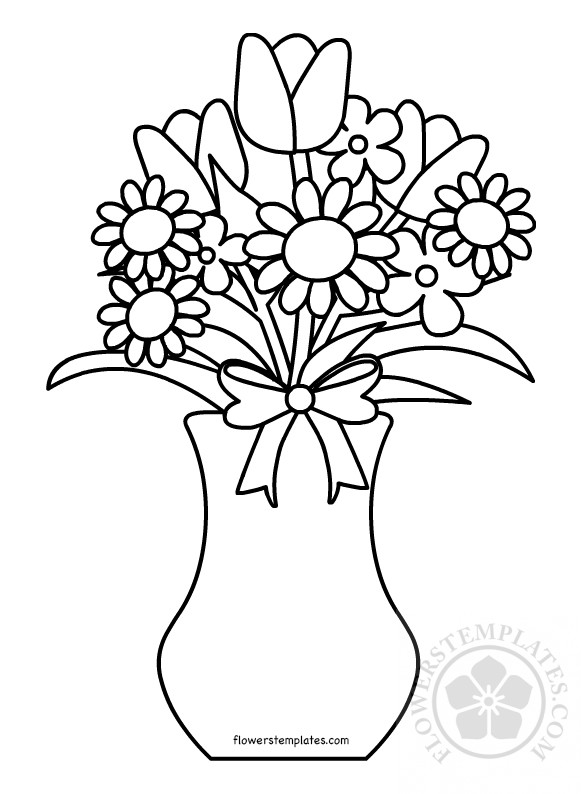 Bunch of flowers in a vase coloring page