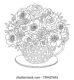 Floral vases color page stock photos