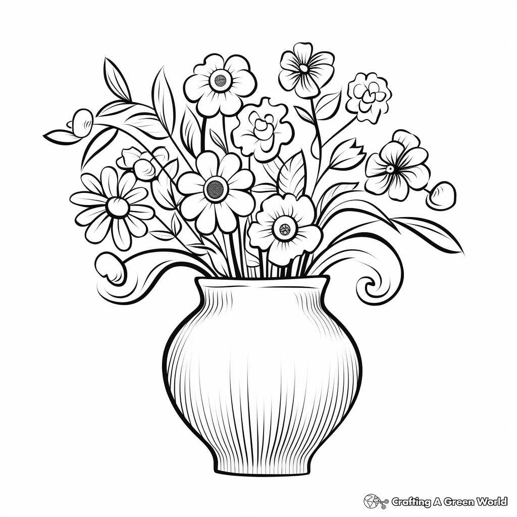 Vase of flowers coloring pages