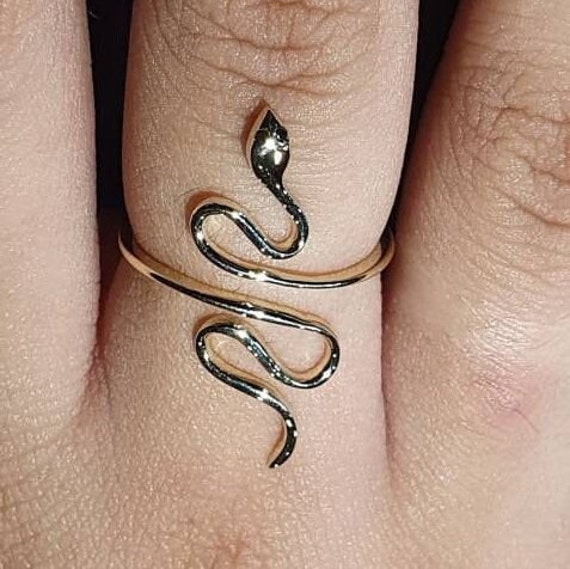 Anillo de serpiente de oro anillo de serpiente con ojos de diamante negro anillo de serpiente anillo de reptil joyerãa de reptiles serpiente de oro regalo de serpiente regalo de aniversario