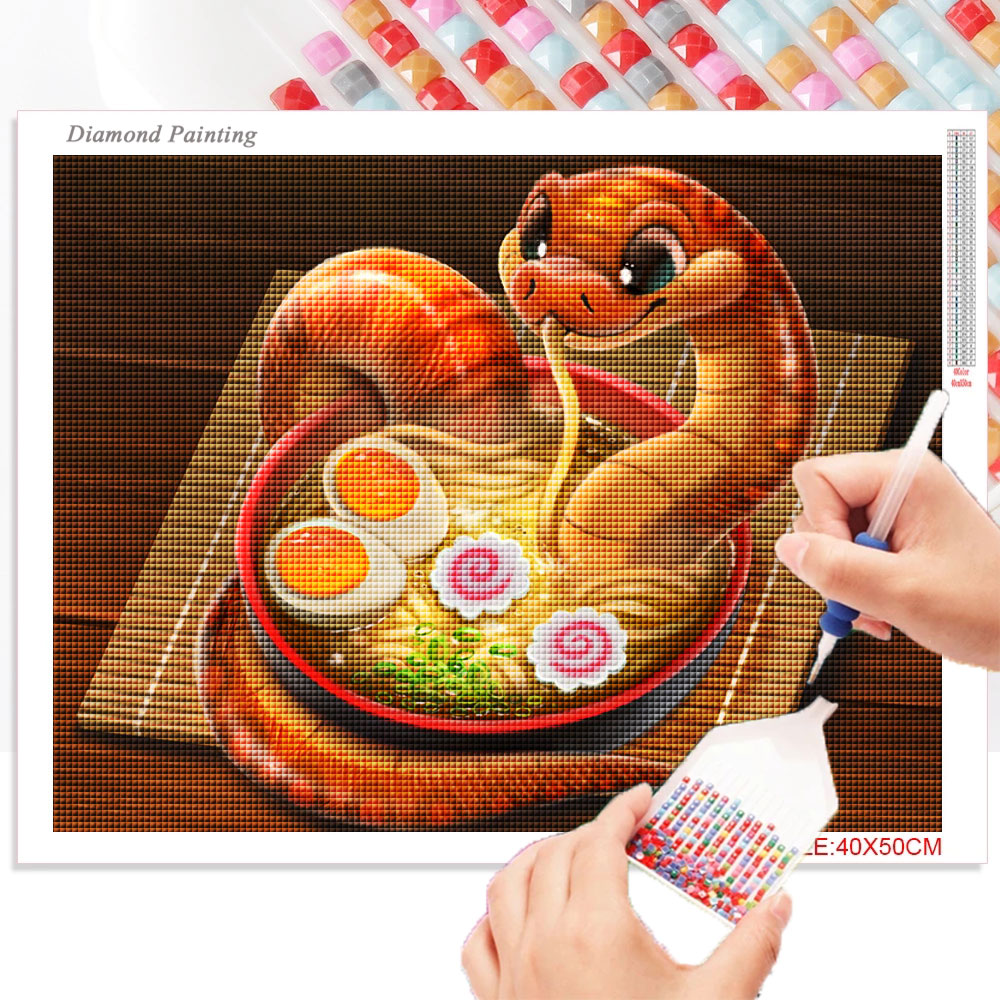 Pintura de diamant d diy imagen de serpiente de fideos mosaico pleto de diamant de imitaciãn bordado conjunto de punto de cruz decoraciãn de la pared del hogar