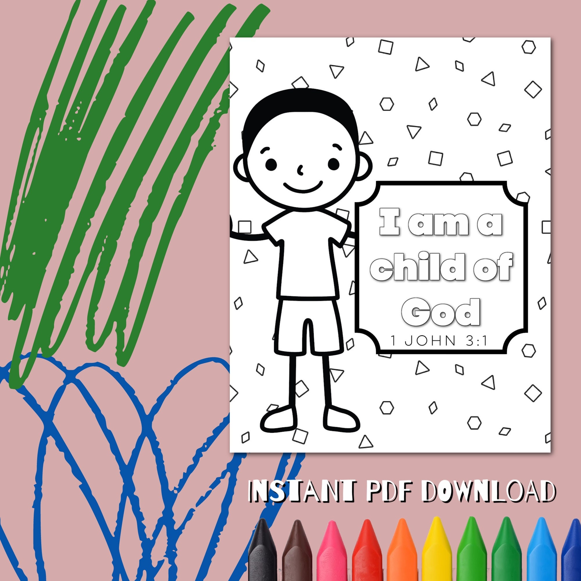 Printable bible verse coloring page vbs john i am a child of god sunday school homeschool christian kids child of god