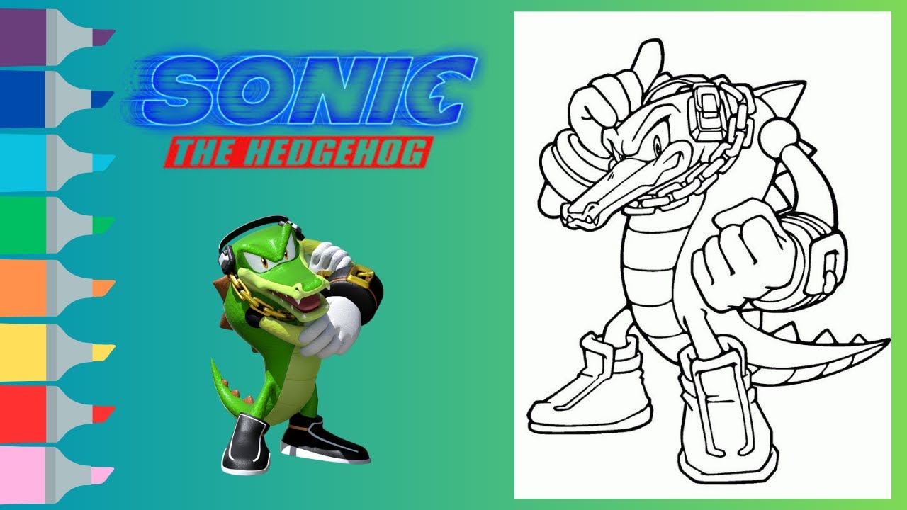 Sonic the hedgehog coloring book page vector the crocodile blackryst