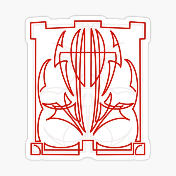 Red over white square pinstripe design sticker for sale by aarondrong