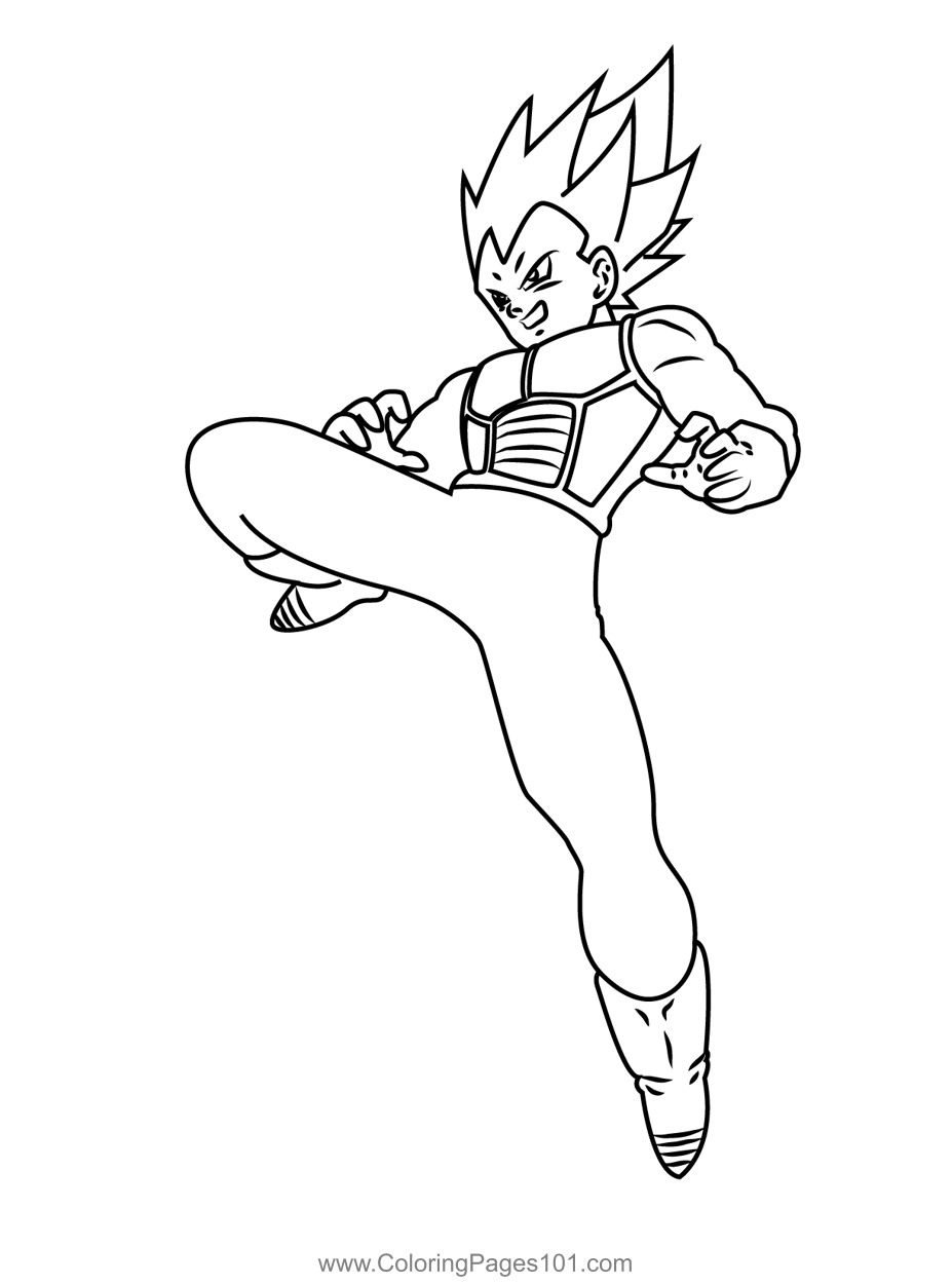 Vegeta ready to fight coloring page for kids