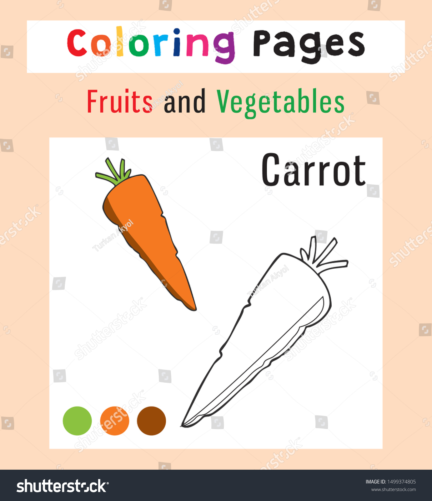 Preschool children coloring book pages vegetables stock vector royalty free
