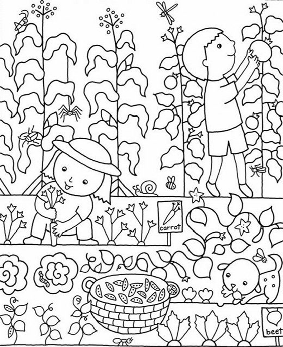 Free easy to print garden coloring pages