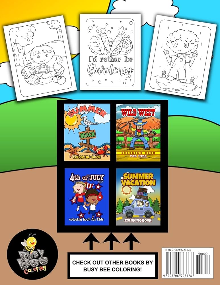 Gardening coloring book for kids fruit vegetable garden themed coloring pages for preschool elementary little boys girls ages