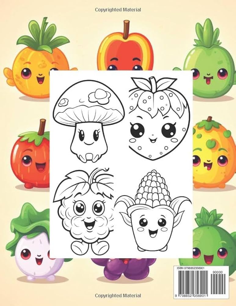 Vegetables and fruits coloring book for kids and toddlers over vegetables and fruits pages to color for kids including corn mushroom banana and many more joo sena books
