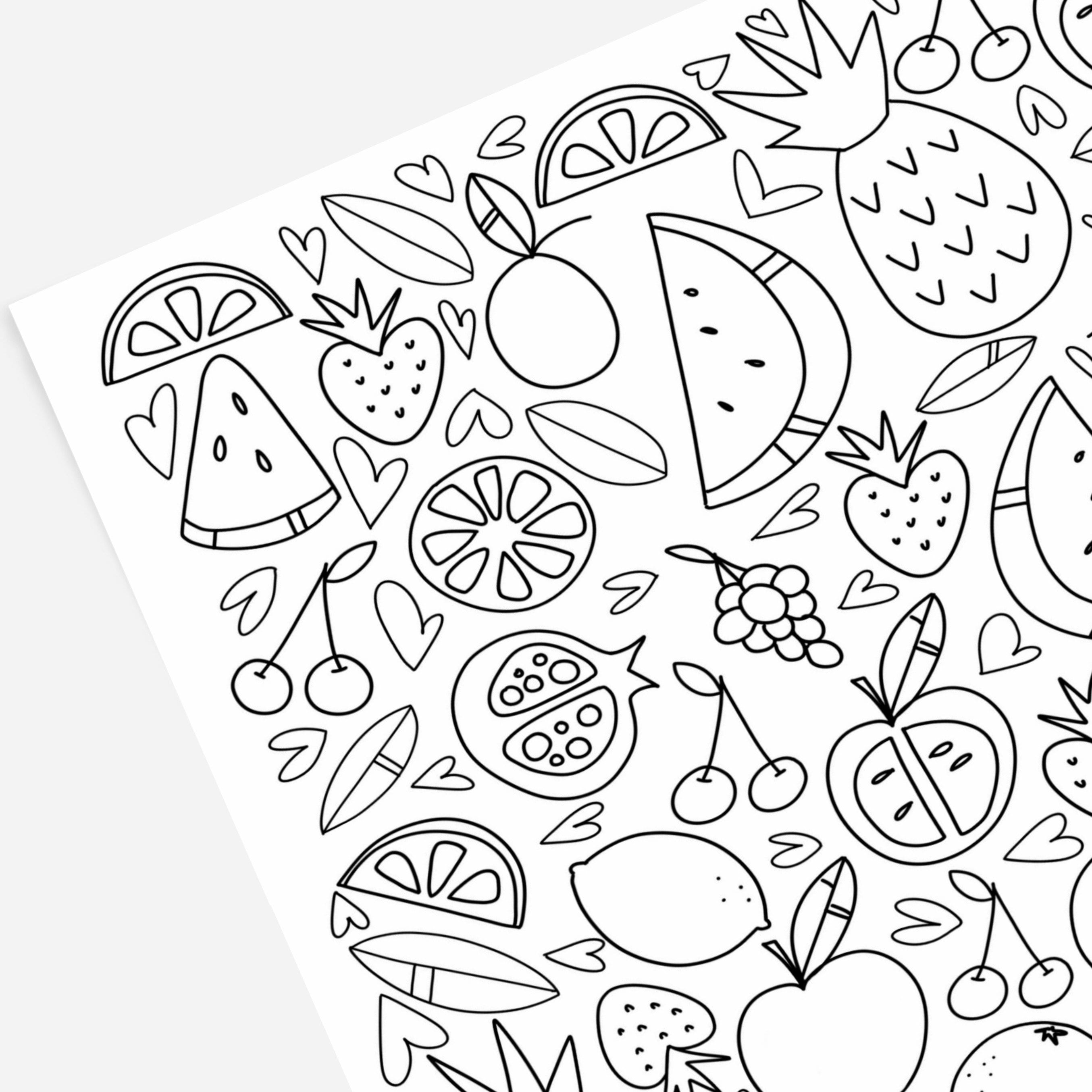 Fruits food coloring page printable hand
