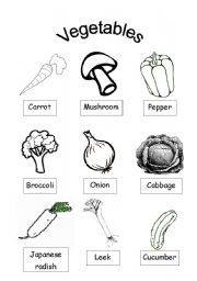 Vegetable coloring sheet