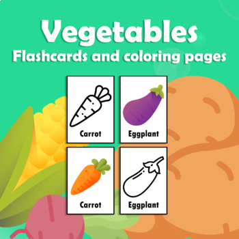Vegetable flashcards coloring pages by hope learning esl tpt