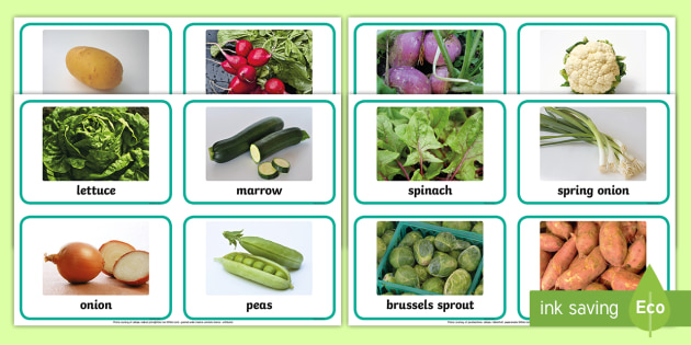 Vegetable flashcards