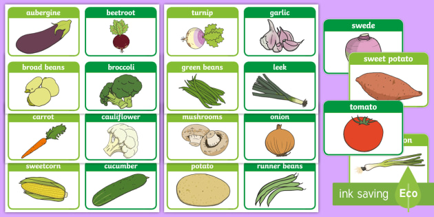 Ð vegetable words flashcards