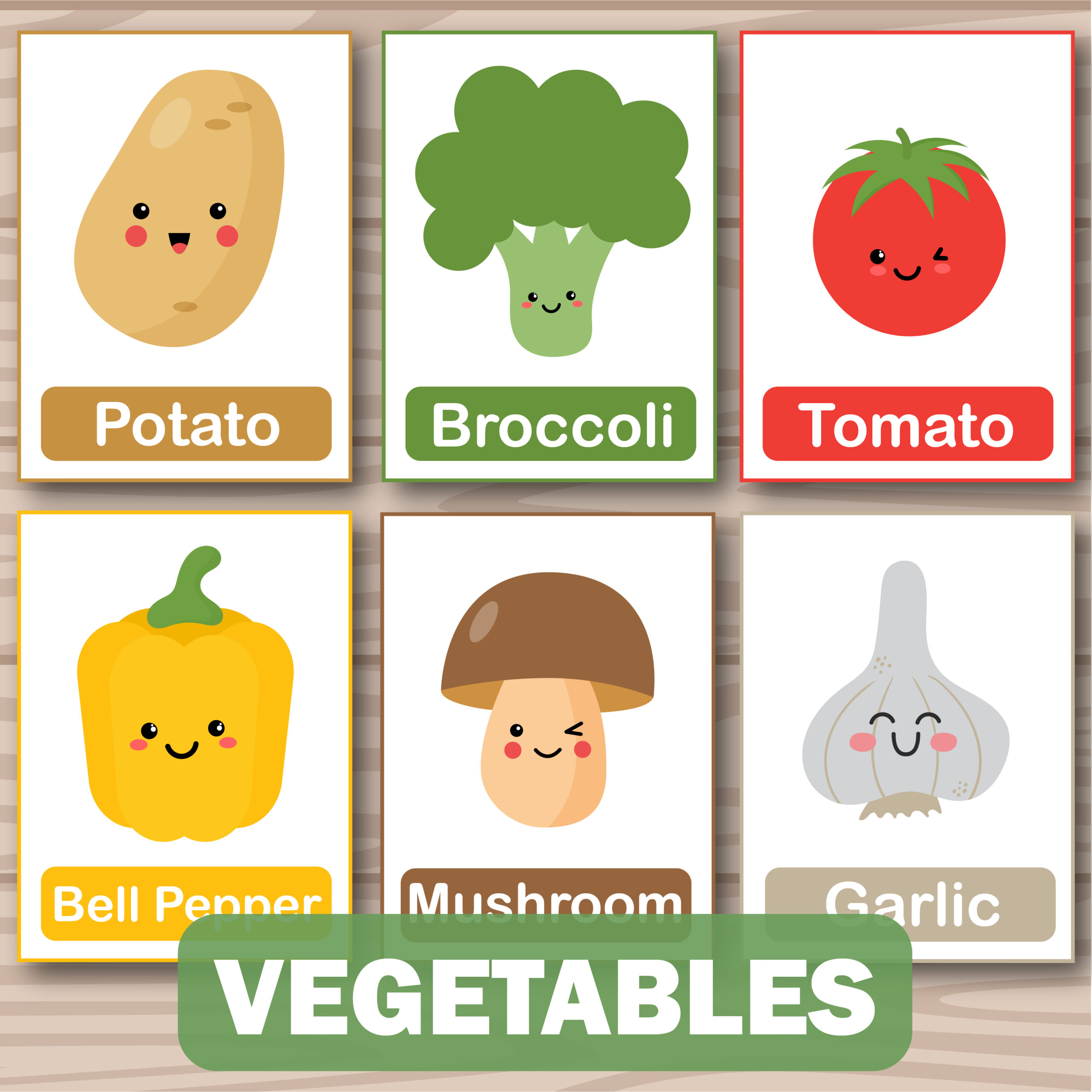 Vegetables flashcards montessori flashcards pre